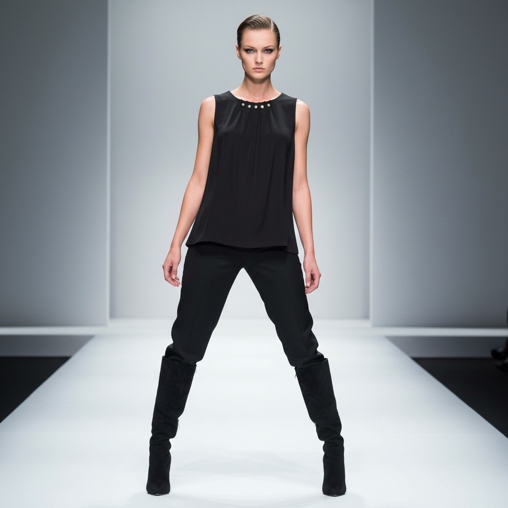 White House Black Market Sleeveless Black Blouse M